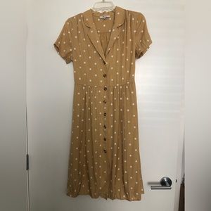 Edit by Nine yellow button down polka dot dress